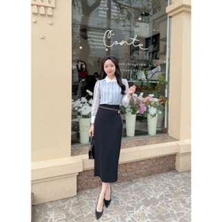  Áo sơ mi tơ kim sa cổ sen tay dài mã 4153D 