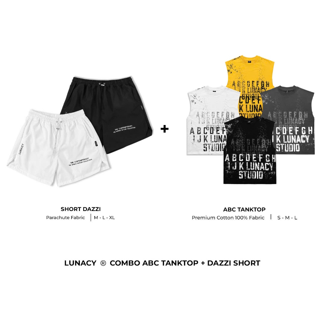 Set bộ quần áo nam Dazzi & Tank Top ABC Local Brand LUNACY form rộng nam nữ oversize
