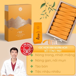   Thanh nhiệt  Trà Cúc Hoa Kim Ngân Hoa Bồ Công Anh hộp 16 gói x 18 gam 12 thảo mộc trong 1 gói 