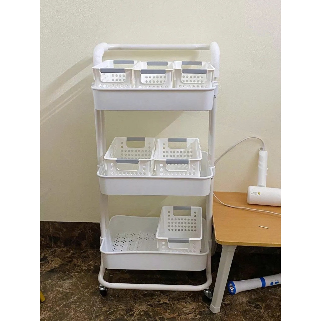 Kệ Để Đồ YTC 3 tầng Giá Đựng Bỉm Sữa Có Bánh Xe