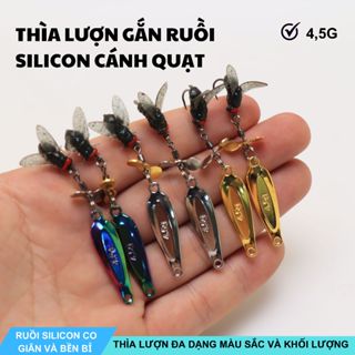  Thìa Lượn Gắn Mồi Ruồi Giả SILICON Cánh Quạt Câu Lure Cá Mương Rô Phi,Thiểu ,Ngão,... 