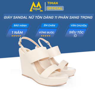 Giày sandal đế xuồng nữ 11 phân cao gót quai ngang đế cao dáng bánh mì bảo hành 1 năm CG211 TIMAN