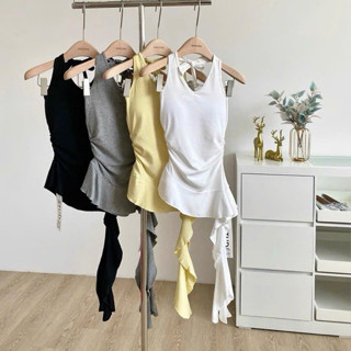 Áo Ống Bèo Tầng Đuôi Tôm  2 Màu Trắng - Nâu,Áo Zip Quây Đuôi Bèo