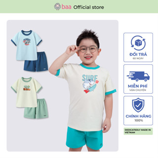 Đồ Bộ Bé Trai, Bộ Cộc Tay Thun Cotton Spandex Thoáng Mát, Mềm Mịn (1-10 Tuổi) Baababy DB04N