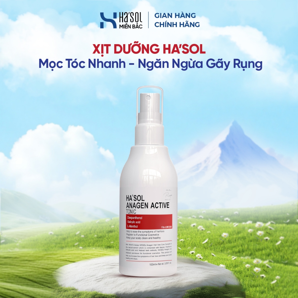 XỊT HASOL Kích Mọc Tóc Ngăn Ngừa Gãy Rụng Nuôi Dưỡng Da Đầu Nang Tóc Chắc Khỏe - Ha'sol Anagen Active Tonic 100ml 