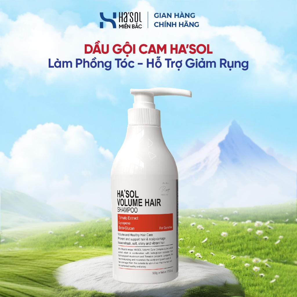 Dầu Gội Cam HASOL Phục Hồi Hư Tổn Làm Phồng Tóc Giúp Tóc Mềm Mượt Chắc Khỏe Dùng Da Đầu Nhạy Cảm-Ha'