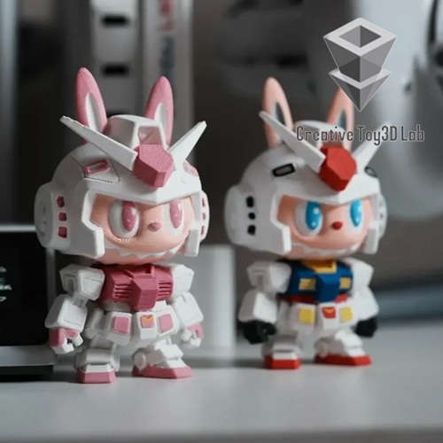 Labubu in 3D dễ thương cosplay gundam RX 78