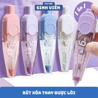 Bút Xóa Băng Kéo Thân Trong Suốt, Băng Kéo 6m, Thay Được Lõi, Nhiều Màu Vỏ, Tẩy Xóa Hiệu Quả (BXTL)
