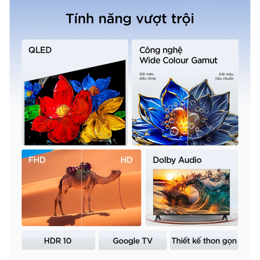 【QLED】43inch Smart Google TV TCL 43V5C, Tấm nền HVA,Tần số quét 60Hz, Dolby Atmos | BigBuy360 - bigbuy360.vn