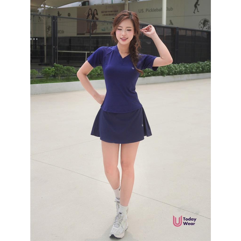 Áo thun cổ tim nữ Sera Top Today U Wear ngắn tay vải thoáng mát co dãn thấm hút mồ hôi chơi cầu lông pickleball | BigBuy360 - bigbuy360.vn