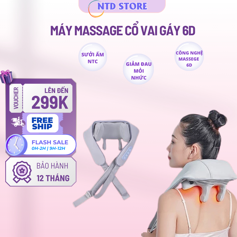 Máy Massage Cổ Vai Gáy 6D - Kỹ Thuật Massage Trị Liệu Số 8 Giảm Mệt Mỏi , Thư Giãn