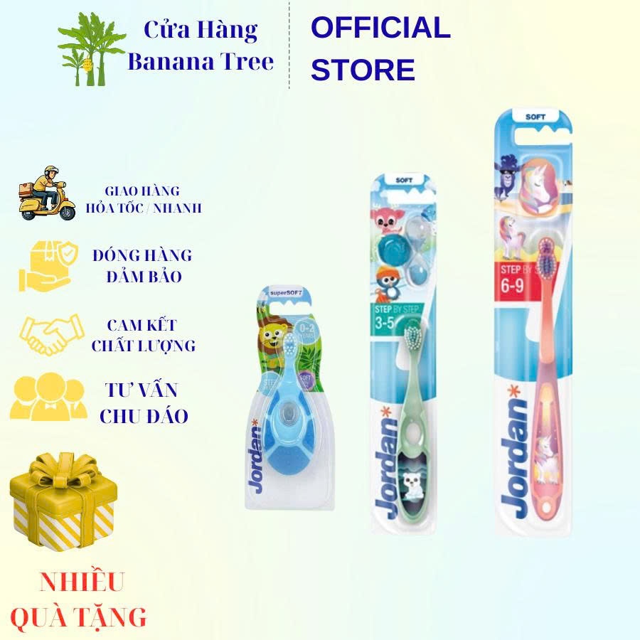 Combo 2 bàn chải đánh răng bé jordan step 1:2:3(màu ngẫu nhiên)