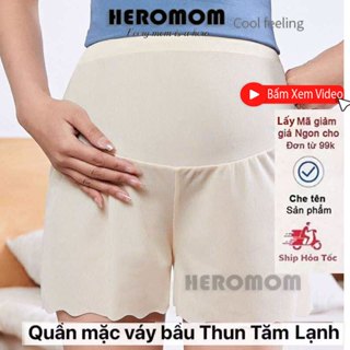 Quần đùi bầu mặc trong váy chất Thun Tăm Lạnh đáp bụng co giãn 4 chiều đồ lót chip bà bầu HEROMOM