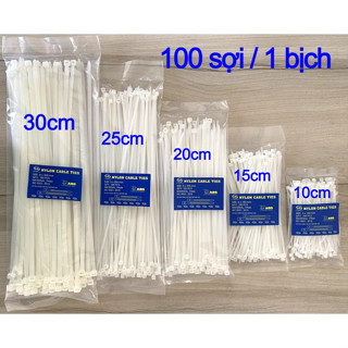  Combo Dây Rút Nhựa Tiện Lợi - Đủ Size - 100 Sợi Túi - Màu Trắng - Dây Thít Nhựa Đa Năng 