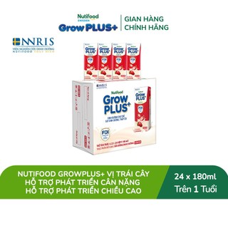   Livestream Lucie  Thùng 24 hộp Sữa bột pha sẵn Nutifood GrowPLUS+ Vị Dâu Sữa hộp 180ml - Trên 1 tuổi  24 hộp x 180ml  