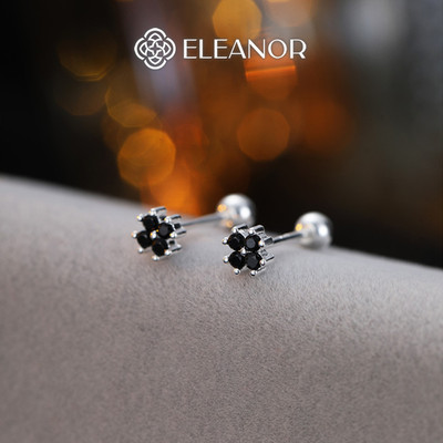 Bông tai nữ chuôi bạc 925 Eleanor Accessories cỏ 4 lá đính đá phụ kiện trang sức khuyên tai 10452