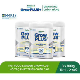   Livestream Lucie  Combo 3 Sữa Bột Nutifood Sweden GrowPLUS+ Cao lớn vượt trội từ 1 - 2 tuổi  Bạc  800g 