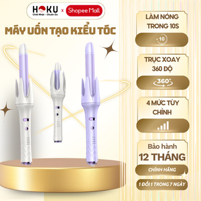 Máy Uốn Tóc Xoăn Tự Động HOKU Size 28-32, Xoay 360 Độ, Phủ Gốm Ceramic Chống Hư Tổn Tóc - MUT02