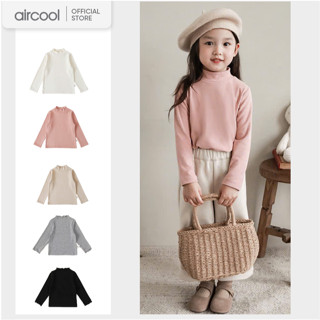 Áo giữ nhiệt cho bé gái cổ 3cm Aircool chất liệu cotton cao cấp mềm co dãn giữ nhiệt tốt-ANBG20