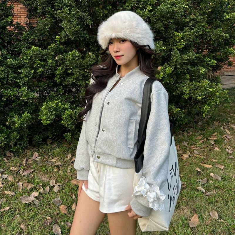 AÓ Khoác Bomber Dạ Ép Dáng Ngắn Croptop Nữ ,Chất Liệu Dạ Ép Hàn Quốc Loại 1 Phù Hợp Mặc  Thu Đông Tết 2025 | BigBuy360 - bigbuy360.vn