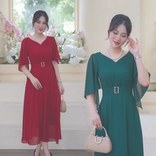 Đầm Trung Niên Sang Trọng [ Linh Trà ] (TM 2374)  Đi Làm Đi Tiệc Trang Nhã Quý Phái Sang Chảnh Cao Cấp Cho Quý Bà Quý Cô