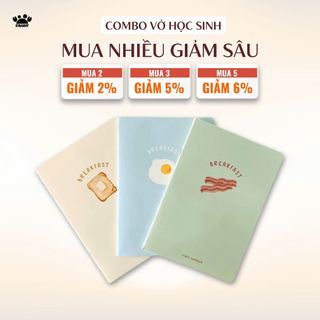  Vở Kẻ Ngang 80 Trang Crabit Combo Vở Học Sinh Ghi Chép Breakfast Collection 