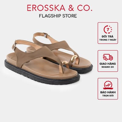 EROSSKA - Sandal xỏ ngón đi biển kiểu dáng đơn giản năng động màu nâu cao 2cm - SE013