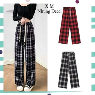  Combo 2 Quần Kẻ ống xuông nhiều màu sắc xinh xắn Hottren quần ống rộng quần caro nữ 2025 XM NHUNG DECCI 