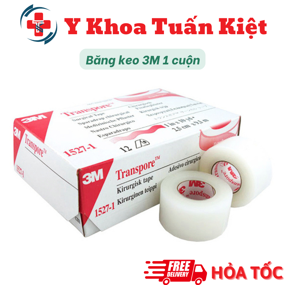 ✅ Băng keo trong plastic y tế 3M Transpore 1527-1 (1 cuộn)