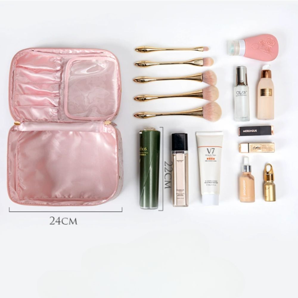 Ảnh 4 của Túi đựng mỹ phẩm, đồ trang điểm, Makeup BEABIAI chống thấm nước, có quai xách, khóa kéo tiện lợi