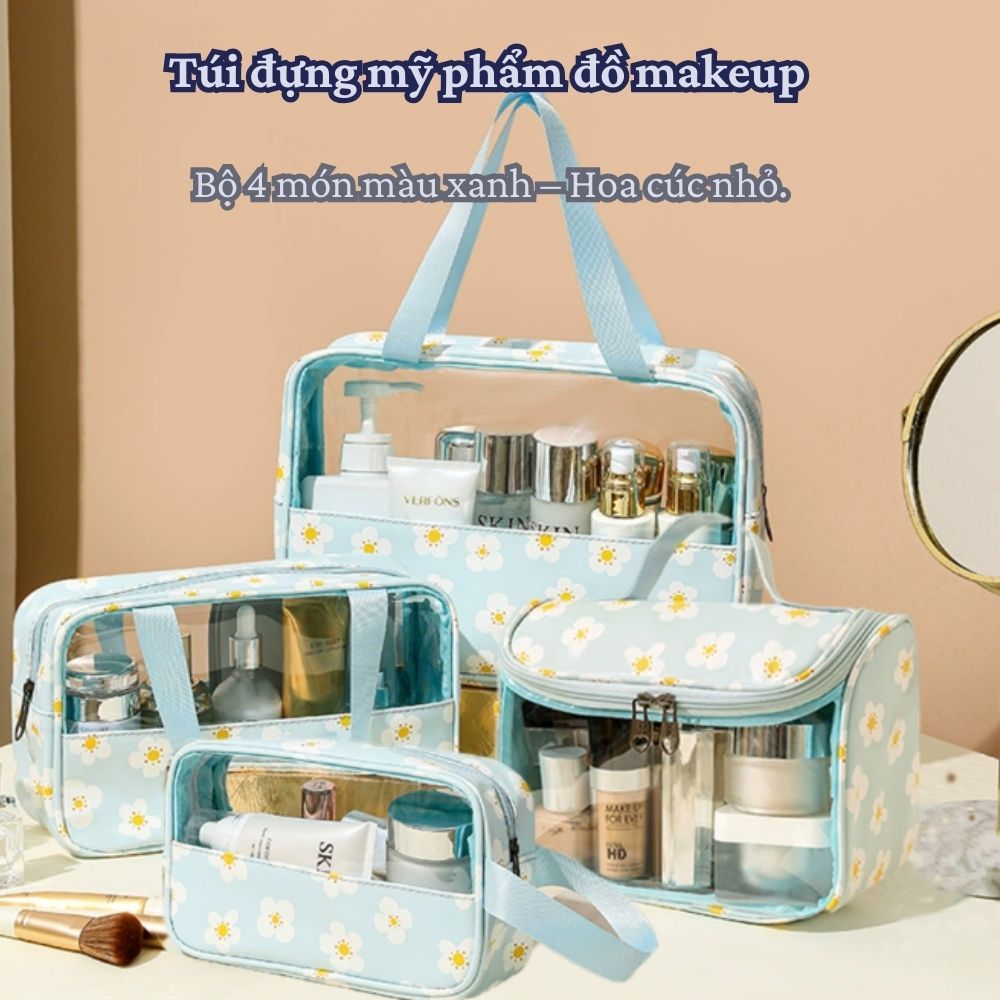 Ảnh 6 của Túi đựng mỹ phẩm, đồ trang điểm, Makeup BEABIAI chống thấm nước, có quai xách, khóa kéo tiện lợi