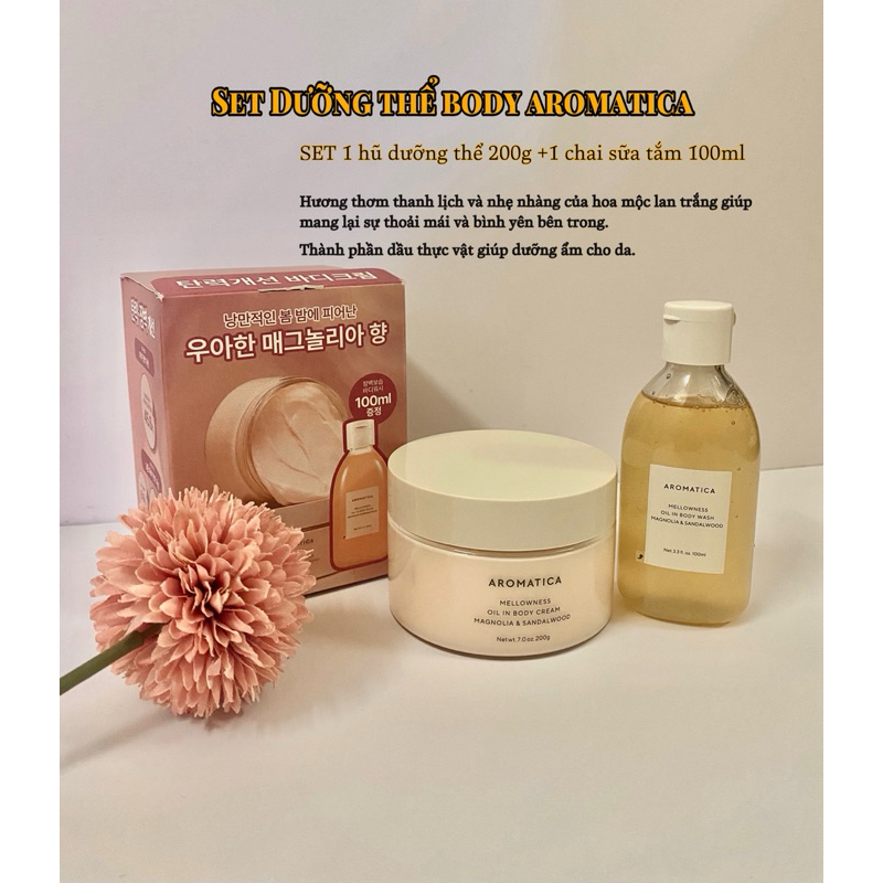 SET Dưỡng BODY AROMATICA Melonness Oil Inbody Magnolia & Sandalwood