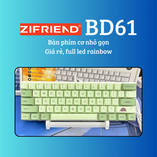  Bàn phím cơ BD61 giá rẻ cho văn phòng cực êm cực yên tĩnh red switch có dây led rainbow cực đẹp 