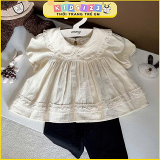  Bộ quần áo bé gái áo baby doll kèm quần legging đùi tone màu basic dễ mặc nhẹ nhàng xinh xắn 