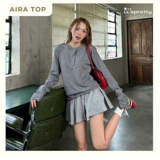   Mở Bán  Áo Polo AH32 Aira Shirt Tay Dài Kẻ Sọc Ngang Wepretty  Áo Polo Tay Dài Áo Thun Cổ Bẻ Kẻ Sọc Tay Dài Thời Tran 