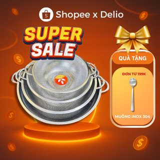 [Combo] 4 rổ inox có quai, có chân ráo nước Delio - đầy đủ kích thước