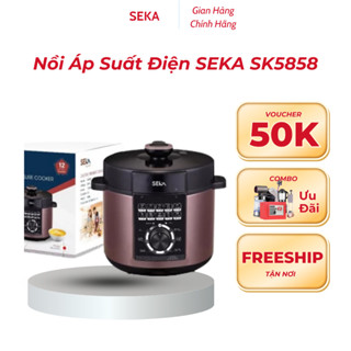 Nồi Áp Suất Điện SEKA SK5858 Công Suất 1000W Dung Tích 6L Có Van Xả Áp 10 Chức Năng Nấu