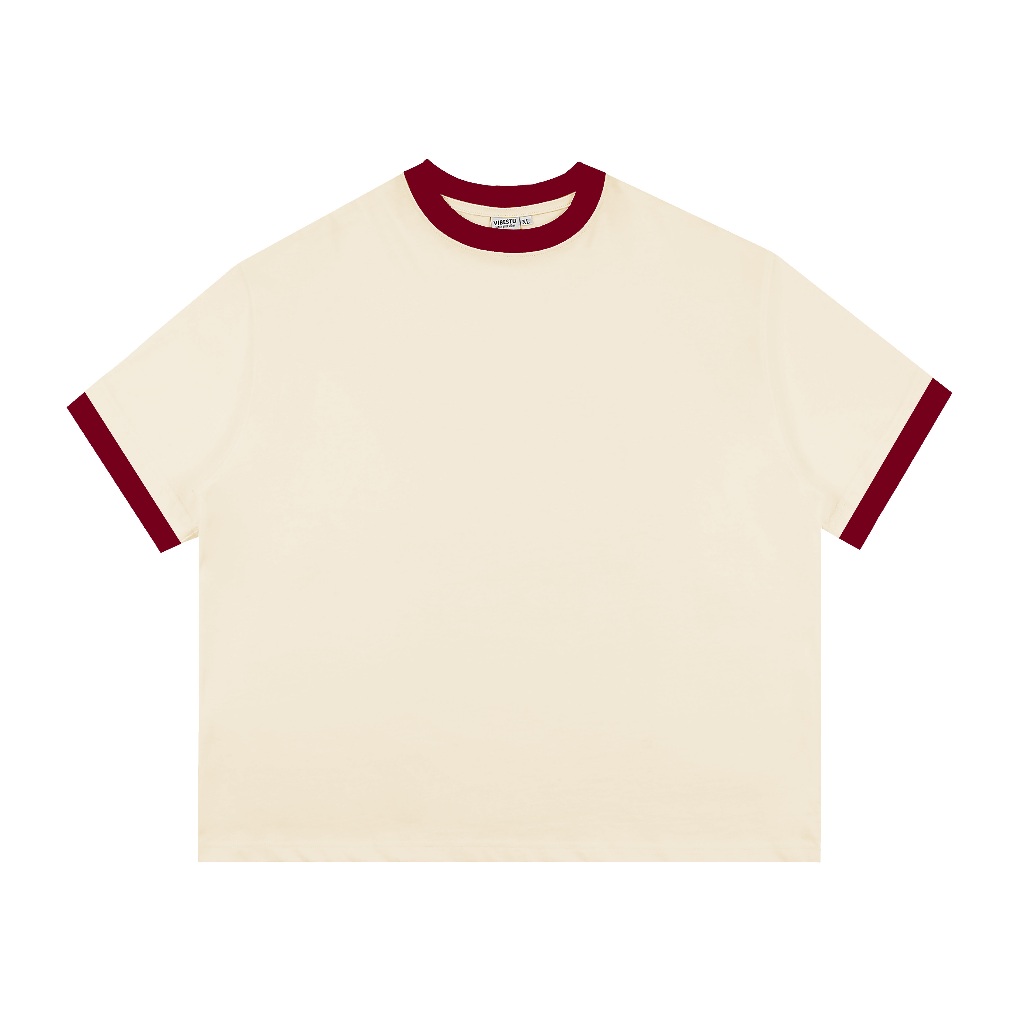 Áo Thun Trơn Phối Cổ Local Brand VIBESTU , Áo Thun Boxy Form Rộng Unisex 250Gsm 100% Cotton | BigBuy360 - bigbuy360.vn