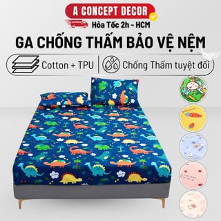  Ga Chống Thấm Bảo Vệ Nệm Cotton Cao Cấp A Concept Decor Ga Giường Chống Thấm Nước Dễ Vệ Sinh Thoáng Khí 1m6x2m 1m8x2m 