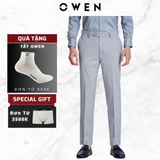  Quần Tây Nam Owen QST242837 Xám sáng Form Slim Fit Tôn Dáng Chất Liệu Polyester Nano Mềm Mại 