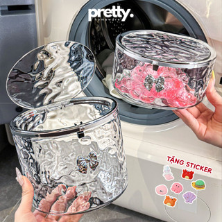  Hộp Đựng Đồ Trong Suốt Vân Kim Cương Có Nắp bấm hộp đựng kẹp tóc khuyên tai đựng đồ đa năng 