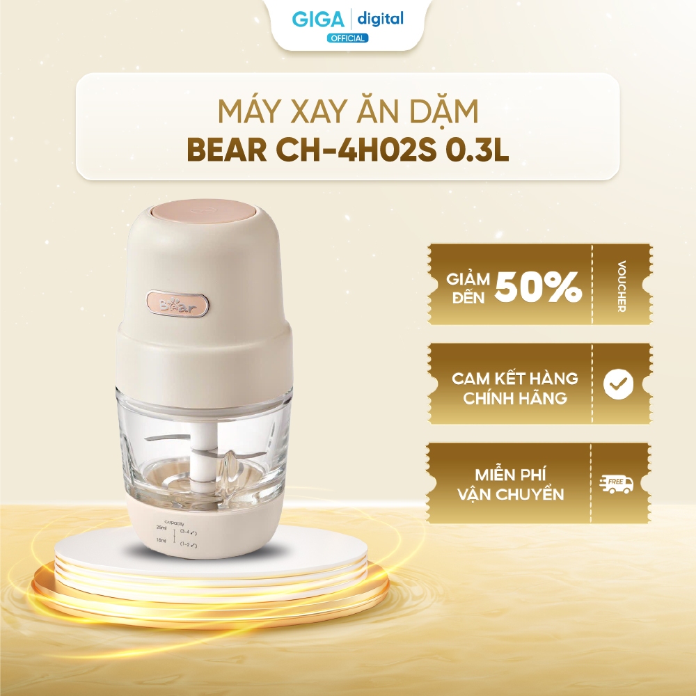 Máy xay ăn dặm Bear 0.3L CH-4H02S (Bản Quốc Tế) - Công suất 200W - Xay được cháo, rau củ, thịt, trái