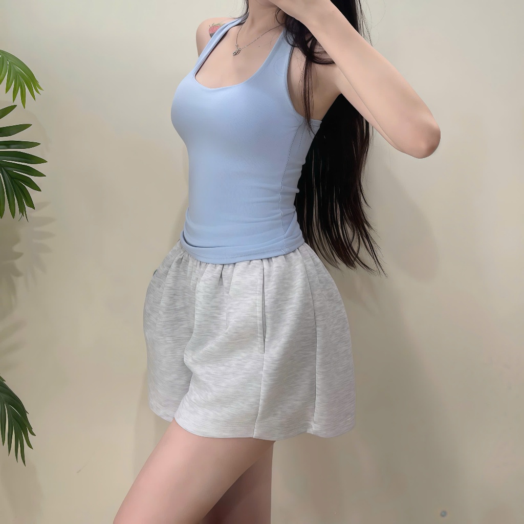 Quần Short Nỉ 2 Da Nữ Bigsize Cạp Chun Co Giãn, Quần Sooc Đùi Ống Rộng Cạp Cao Basic Dễ Phối-QSN001