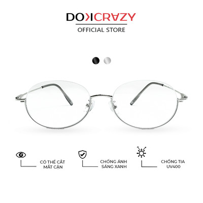 Gọng kính tròn DOKCRAZY OVAL Chất Liệu Kim Loại, Chống ánh sáng xanh, tia UV40, Unisex, Kiểu Dáng Hiện Đại, Thời Trang