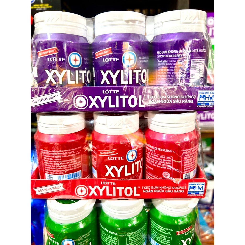 Sỉ lốc 6 hũ kẹo xylitol gum lotte the mát, kẹo cao su gum xylitol các vị the mát