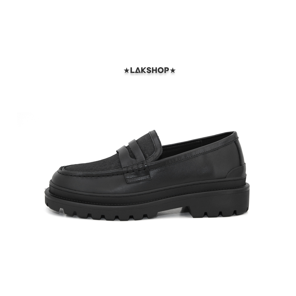 GiàyExplorer Loafer Black and Black Oblique Jacquard