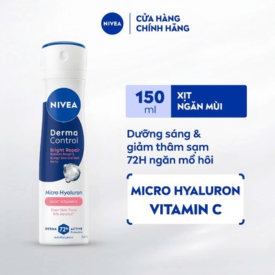 Xịt Ngăn Mùi NIVEA Derma Control Defend Dưỡng Sáng & Phục Hồi/Đều màu/Mềm mịn 150ml - 91765/91776/91783