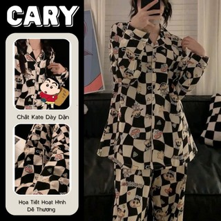  Pijama nữ tay dài họa tiết hoạt hình cute bộ đồ ngủ nữ pijama dài tay mặc nhà thu đông CARY 