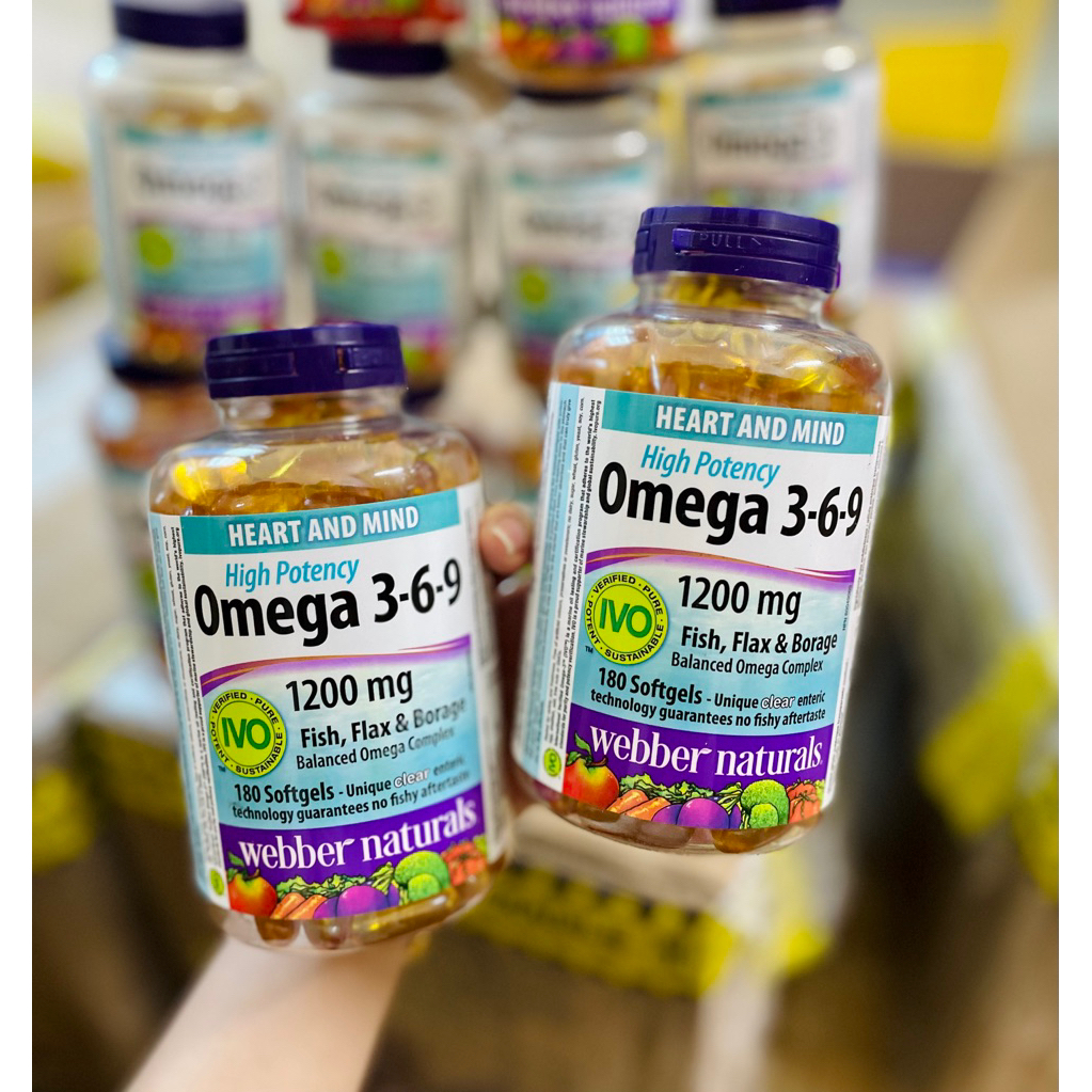 Dầu cá Fish oil Omega369 1200mg 180 viên thương hiệu Webber Naturals made in Canada