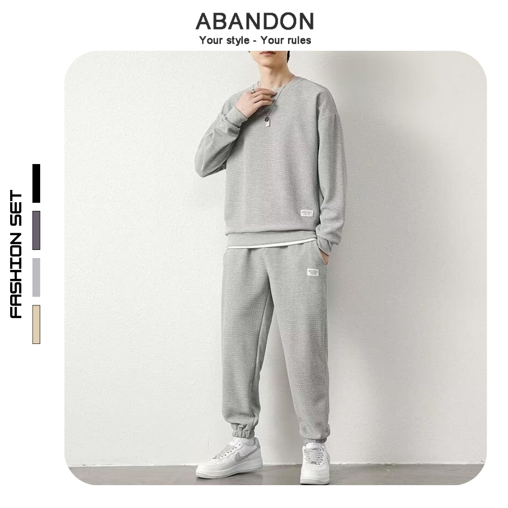 Bộ Thể Thao Nam Dài Thu Đông Vải Tổ Ong Thấm Hút Mồ Hôi Siêu Đẹp ABANDON J17